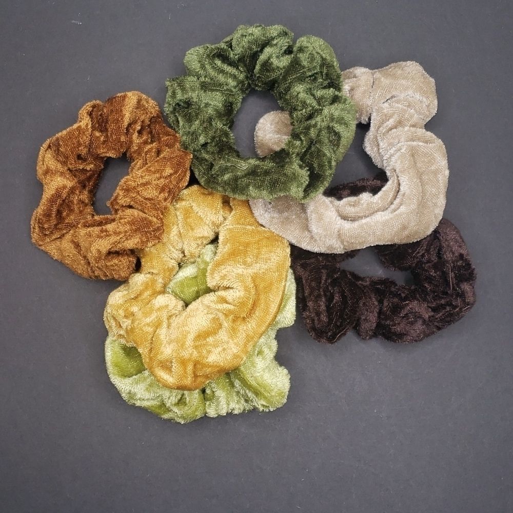 neutral color earth tone velour Scrunchies